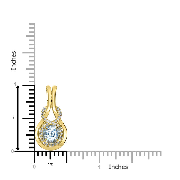 1.12ct Aquamarine Pendant with 0.18tct Diamonds set in 14K Yellow Gold