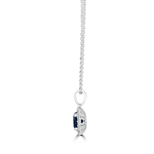 1.19ct Sapphire Pendant with 0.23tct Diamonds set in 14K White Gold