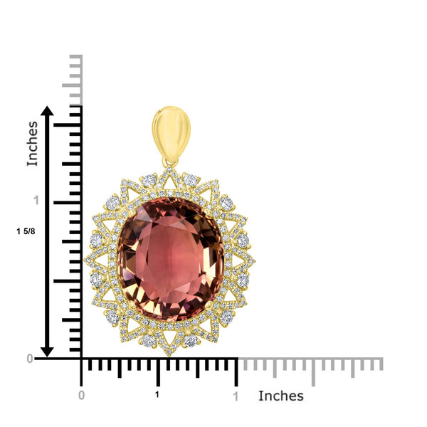 18.74ct Tourmaline Pendant with 0.83tct Diamonds set in 18K Yellow Gold