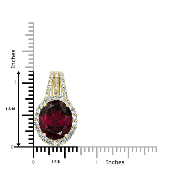 14.83ct Rhodolite Garnet Pendant with 1.46tct Diamonds set in 18K Yellow Gold