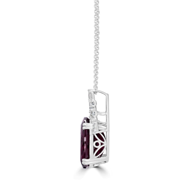 15.14ct Rhodolite Garnet Pendant with 0.54tct Diamonds set in 18K White Gold