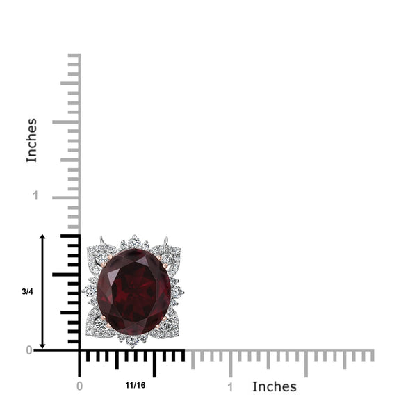 13.77ct Rhodolite Garnet Necklace with 0.65tct Diamonds set in 18K Two Tone Gold
