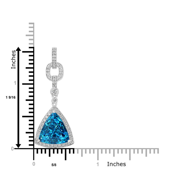 14.21ct Blue Zircon Pendant with 0.44tct Diamonds set in 18K White Gold