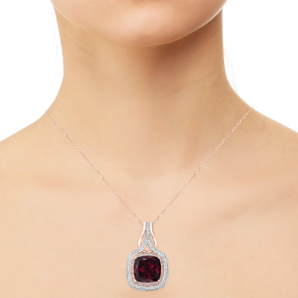 23.1ct Red Zircon Pendant with 0.78tct Diamonds set in 18K Two Tone Gold