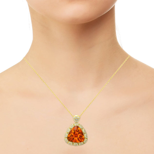 22.56ct Fire Opal Pendant with 1.05tct Diamonds set in 18K Yellow Gold