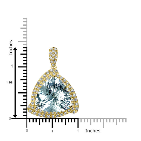 12.82ct Aquamarine Pendant with 0.99tct Diamonds set in 18K Yellow Gold