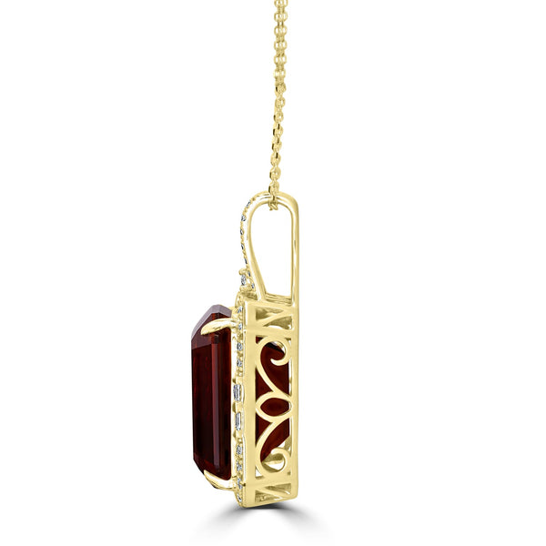 20.79ct Citrine Pendant with 0.54tct Diamonds set in 18K Yellow Gold