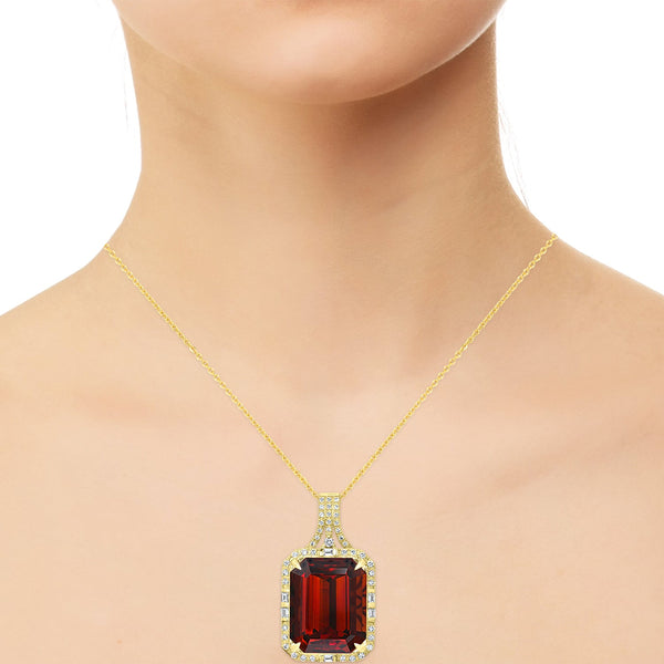 20.79ct Citrine Pendant with 0.54tct Diamonds set in 18K Yellow Gold