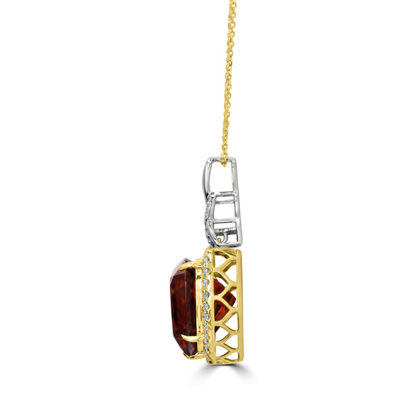 16.53ct Citrine Pendant with 0.74tct Diamonds set in 18K Two Tone Gold