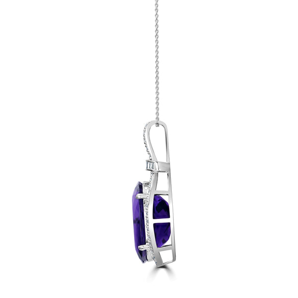 17.06ct Amethyst Pendant with 0.47tct Diamonds set in 18K White Gold