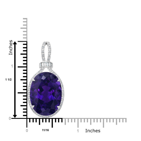 17.06ct Amethyst Pendant with 0.47tct Diamonds set in 18K White Gold