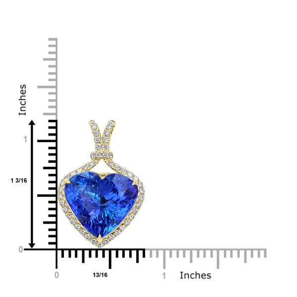 15.94ct Tanzanite Pendant with 0.57tct Diamonds set in 18K Yellow Gold