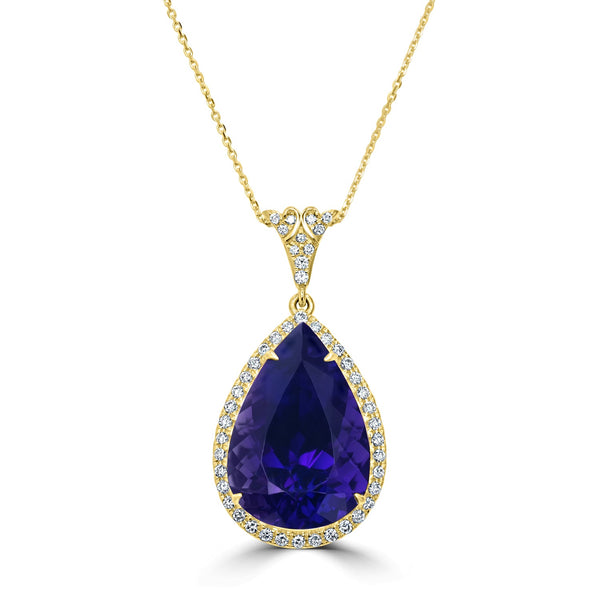 11.84ct Amethyst Pendant with 0.4tct Diamonds set in 18K Yellow Gold