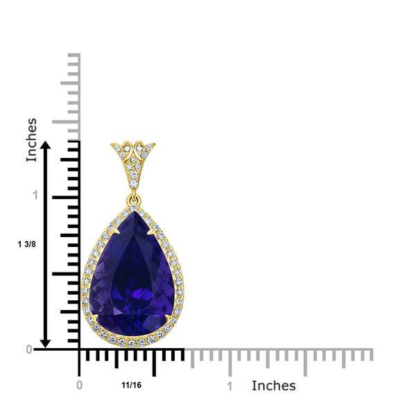 11.84ct Amethyst Pendant with 0.4tct Diamonds set in 18K Yellow Gold