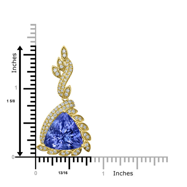 10.55ct Tanzanite Pendant with 0.53tct Diamonds set in 18K Yellow Gold