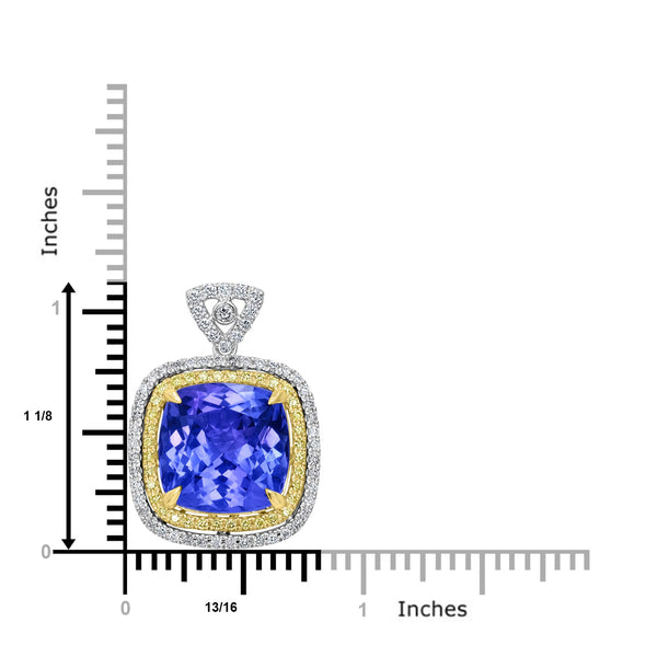 10.5ct Tanzanite Pendant with 0.6tct Diamonds set in 18K Two Tone Gold