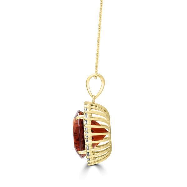 9.19ct Citrine Pendants with 0.73tct Diamond set in 18K Yellow Gold