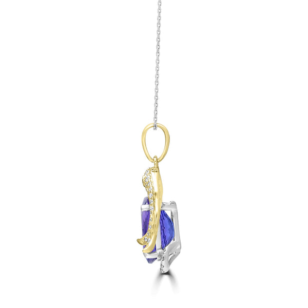3.56ct Tanzanite Pendants with 0.26tct Diamond set in 14K Two Tone Gold