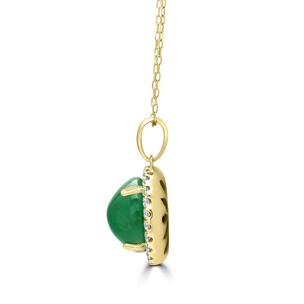 5.63ct Emerald Pendants with 0.4tct Diamond set in 14K Yellow Gold