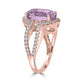 8.2ct Kunzite Ring with 0.72tct Diamonds set in 14K Rose Gold