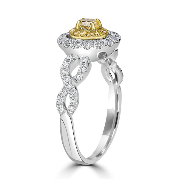 0.23ct Yellow Diamond Ring with 0.58tct Diamonds set in 18KW & 22KY Two Tone Gold