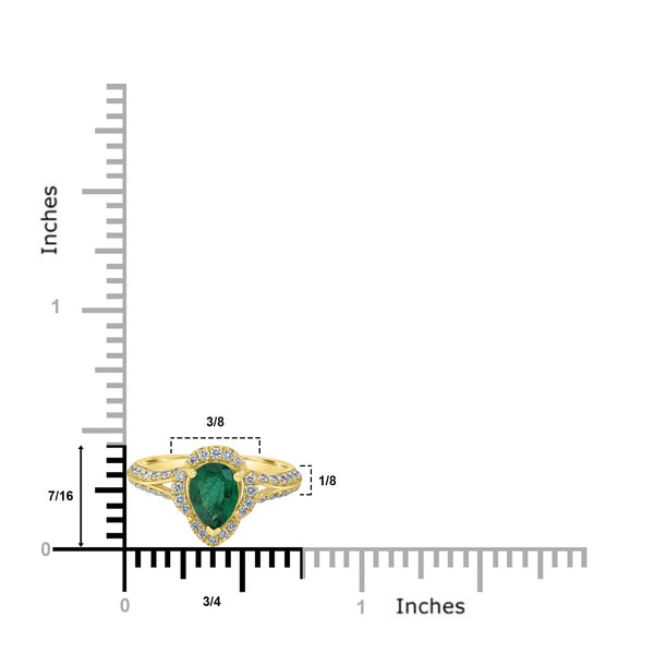0.9ct Emerald Ring with 0.43tct Diamonds set in 14K Yellow Gold