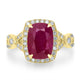 3.31ct  Ruby Rings with 0.43tct Diamond set in 14K Yellow Gold