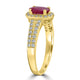 0.95ct Ruby Ring with 0.36tct Diamonds set in 14K Yellow Gold