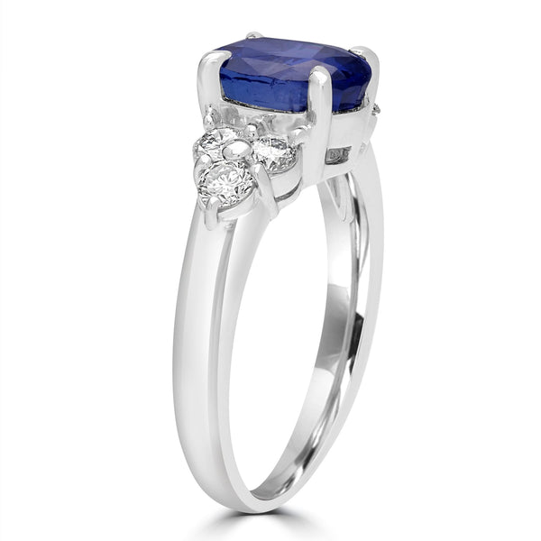 2.9ct Blue Sapphire Rings with 0.5tct Diamond set in Platinum White Gold