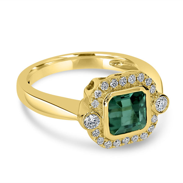 1.83ct Tourmaline Ring with 0.28tct Diamonds set in 14K Yellow Gold