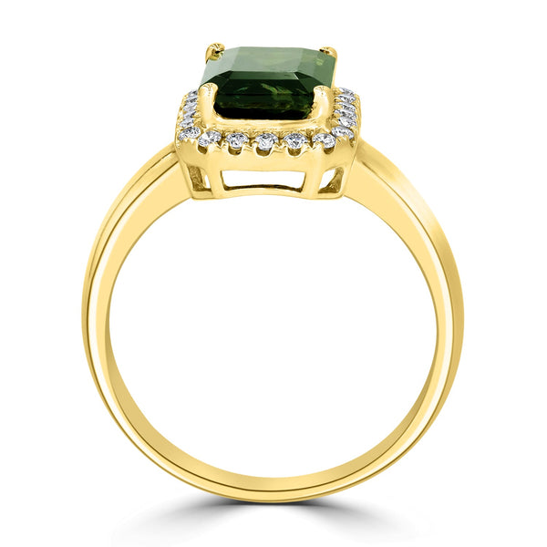 2.14ct Tourmaline Ring with 0.18tct Diamonds set in 14K Yellow Gold