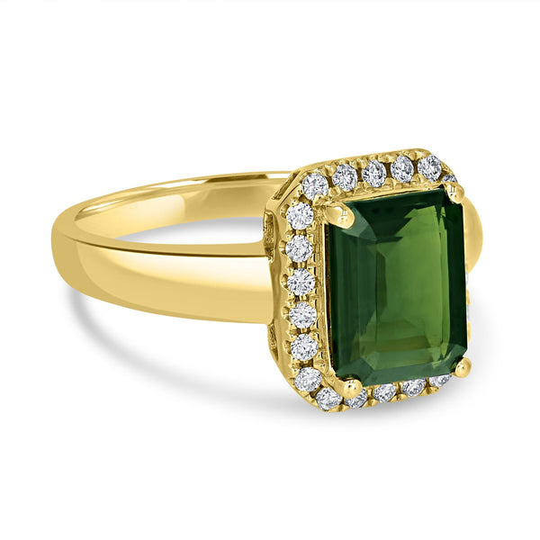 2.14ct Tourmaline Ring with 0.18tct Diamonds set in 14K Yellow Gold