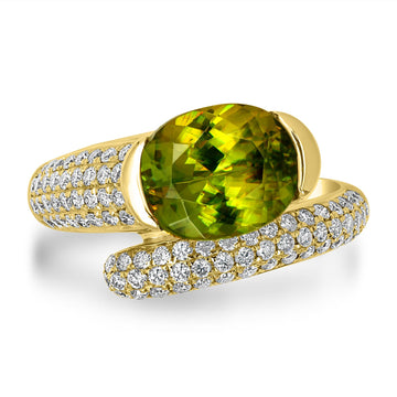 3.08ct Sphene Ring with 0.63tct Diamonds set in 14K Yellow Gold