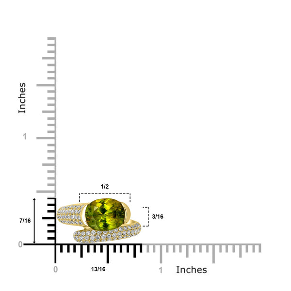 3.08ct Sphene Ring with 0.63tct Diamonds set in 14K Yellow Gold