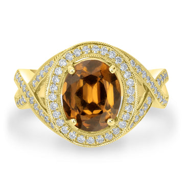 2.64ct  Sapphire Rings with 0.43tct Diamond set in 14K Yellow Gold