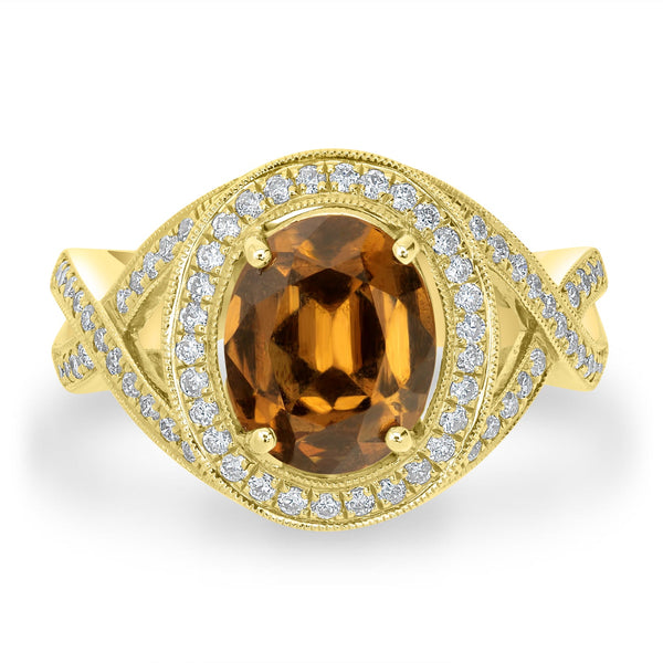 2.64ct  Sapphire Rings with 0.43tct Diamond set in 14K Yellow Gold