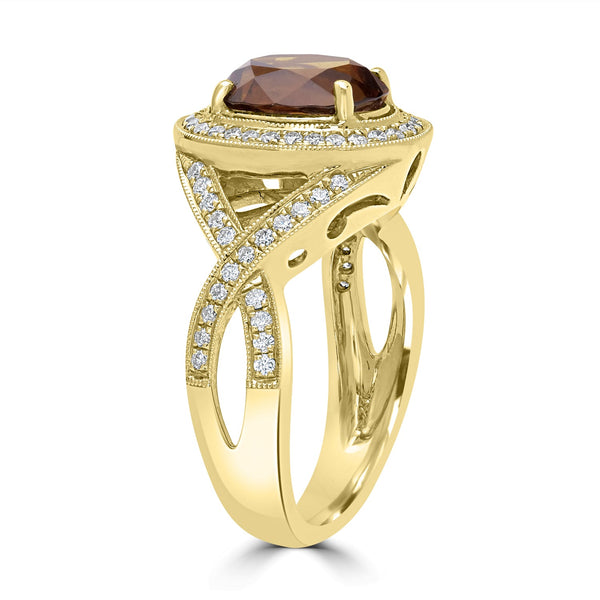 2.64ct  Sapphire Rings with 0.43tct Diamond set in 14K Yellow Gold