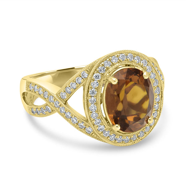 2.64ct  Sapphire Rings with 0.43tct Diamond set in 14K Yellow Gold