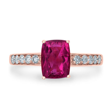 1.47ct Rubellite Ring with 0.24tct Diamonds set in 14K Rose Gold