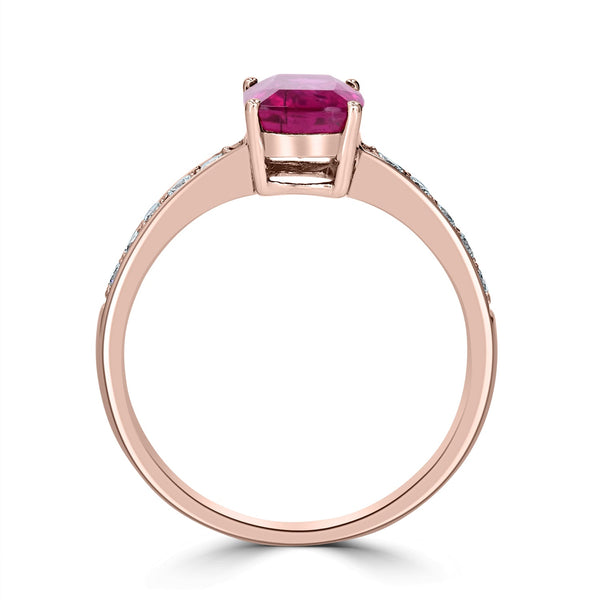 1.47ct Rubellite Ring with 0.24tct Diamonds set in 14K Rose Gold