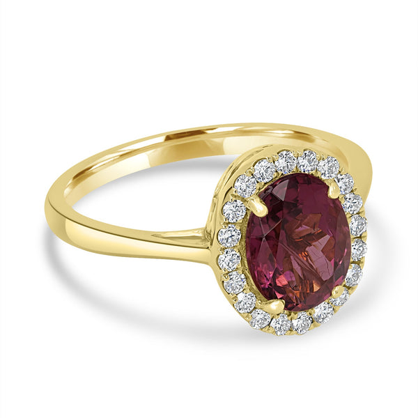1.94ct Tourmaline Ring with 0.22tct Diamonds set in 14K Yellow Gold