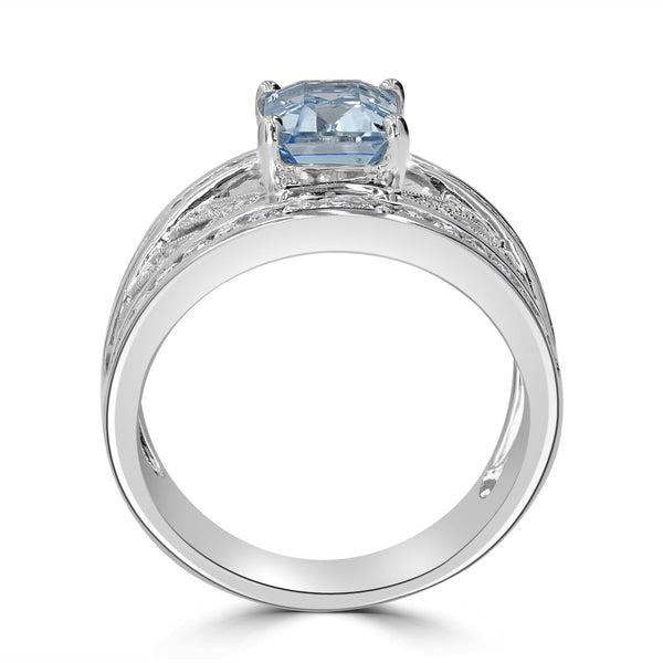 1.5ct Aquamarine Ring with 0.78tct Diamonds set in 14K White Gold