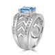 1.5ct Aquamarine Ring with 0.78tct Diamonds set in 14K White Gold