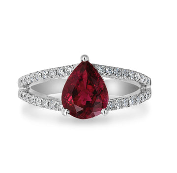 1.61ct Tourmaline Ring with 0.28tct Diamonds set in 14K White Gold