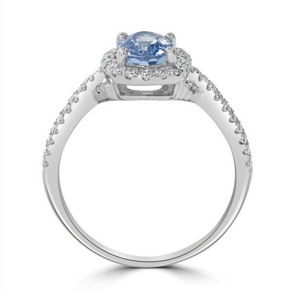 1ct Aquamarine Ring with 0.39tct Diamonds set in 14K White Gold