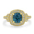 3.28ct  Blue Zircon Rings with 0.27tct Diamond set in 18K Yellow Gold