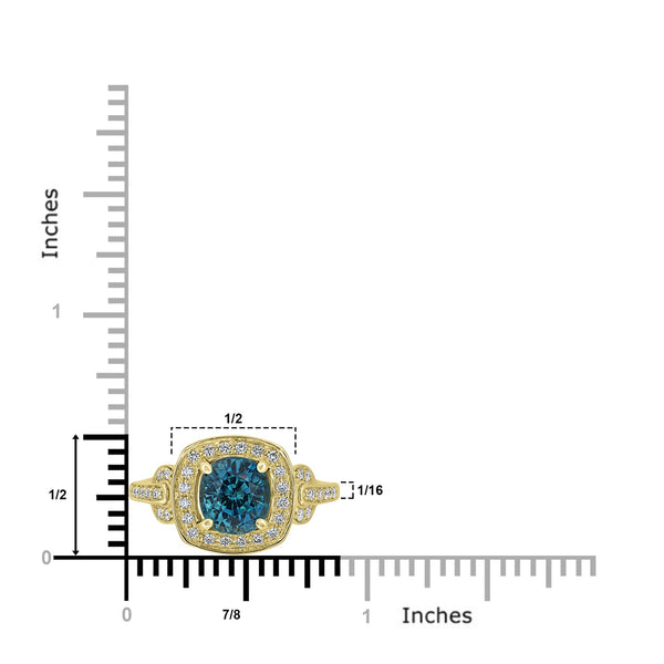 3.28ct  Blue Zircon Rings with 0.27tct Diamond set in 18K Yellow Gold
