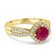 1.22ct Ruby Ring with 0.42tct Diamonds set in 14K Yellow Gold