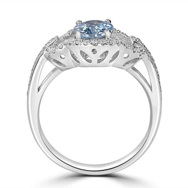 1.06ct Aquamarine Ring with 0.27tct Diamonds set in 14K White Gold