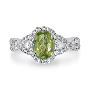 1.18ct Sapphire Ring with 0.38tct Diamonds set in 14K White Gold